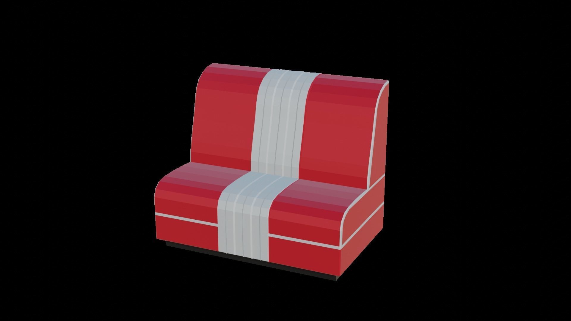 Diner Restaurant Booth Low-poly 3D model_1