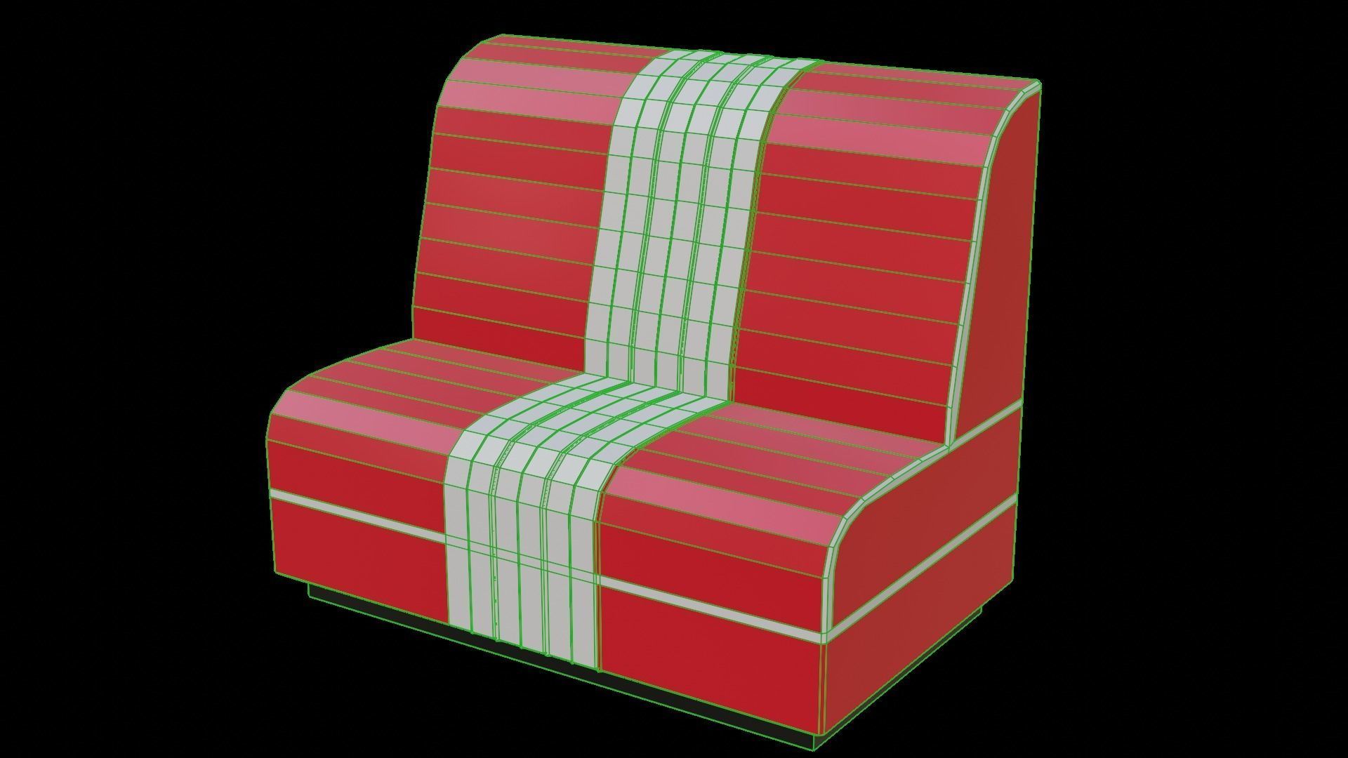 Diner Restaurant Booth Low-poly 3D model_4