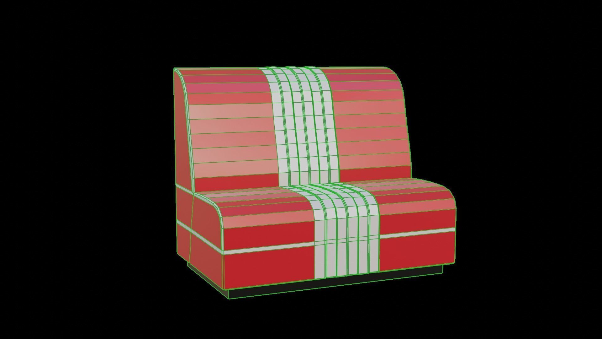 Diner Restaurant Booth Low-poly 3D model_6