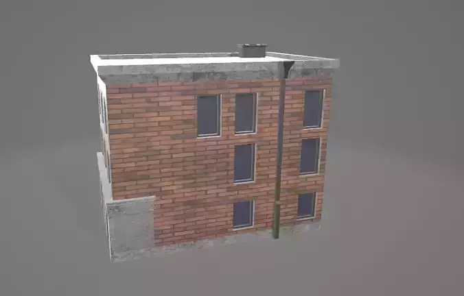 Low Poly House brick building