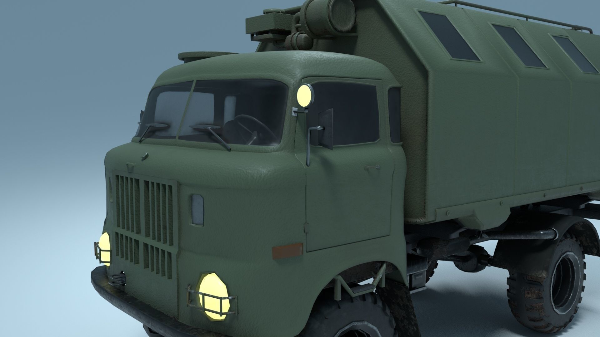 Military Truck IFA W 50 Low-poly 3D model_5