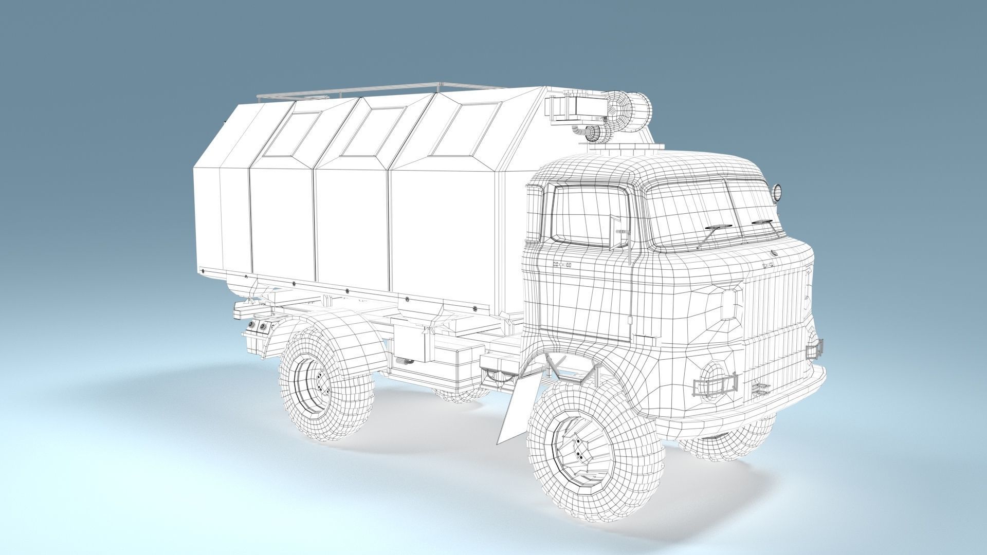 Military Truck IFA W 50 Low-poly 3D model_7