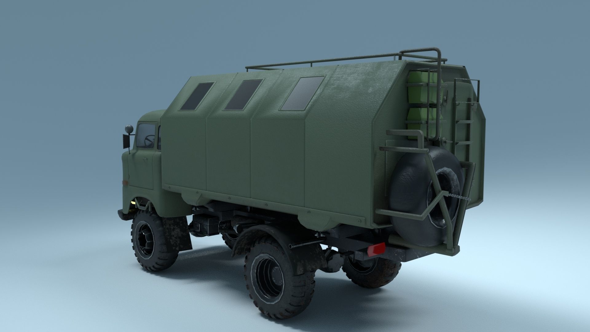 Military Truck IFA W 50 Low-poly 3D model_3
