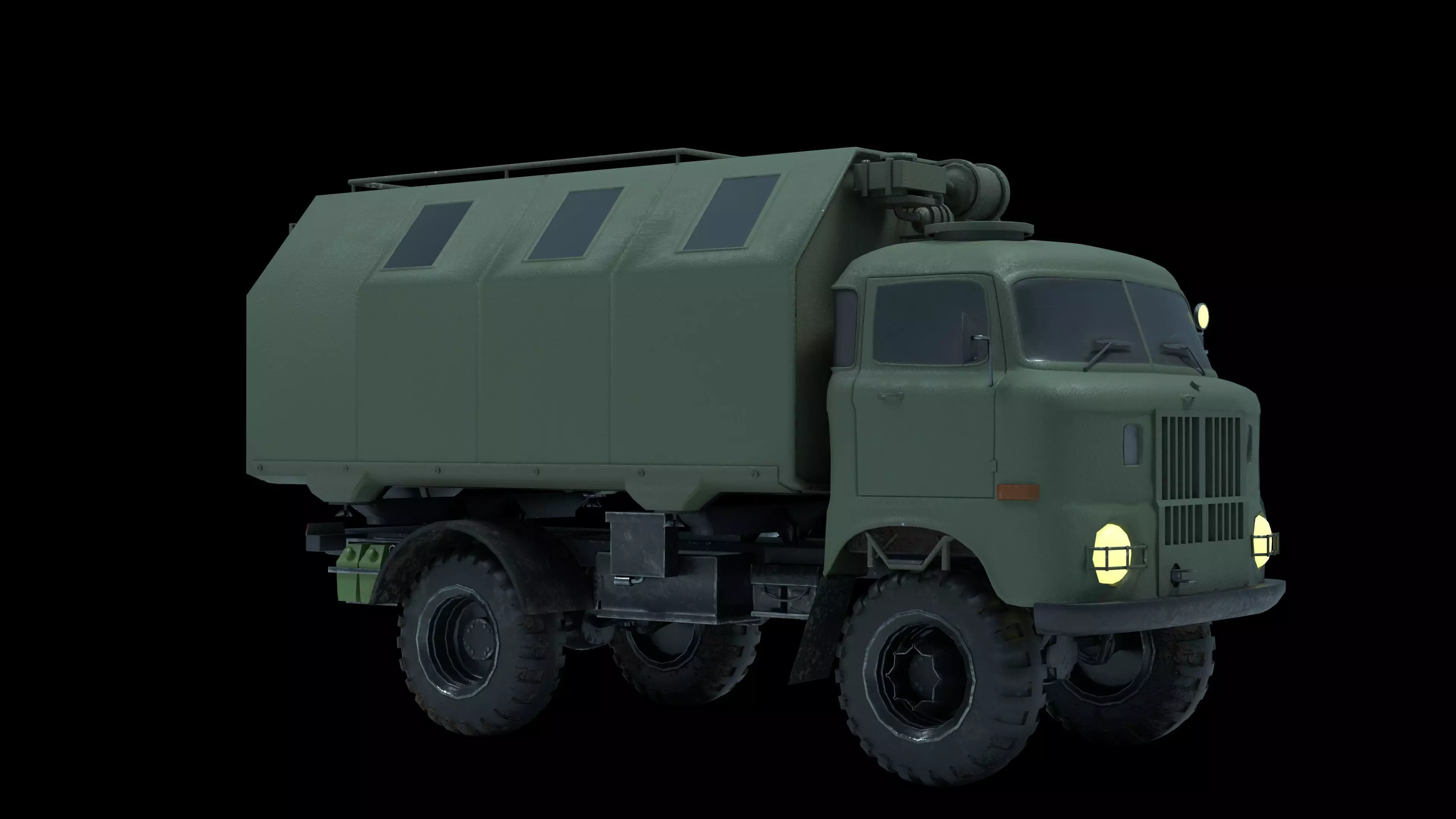 Military Truck IFA W 50 Low-poly 3D model_0