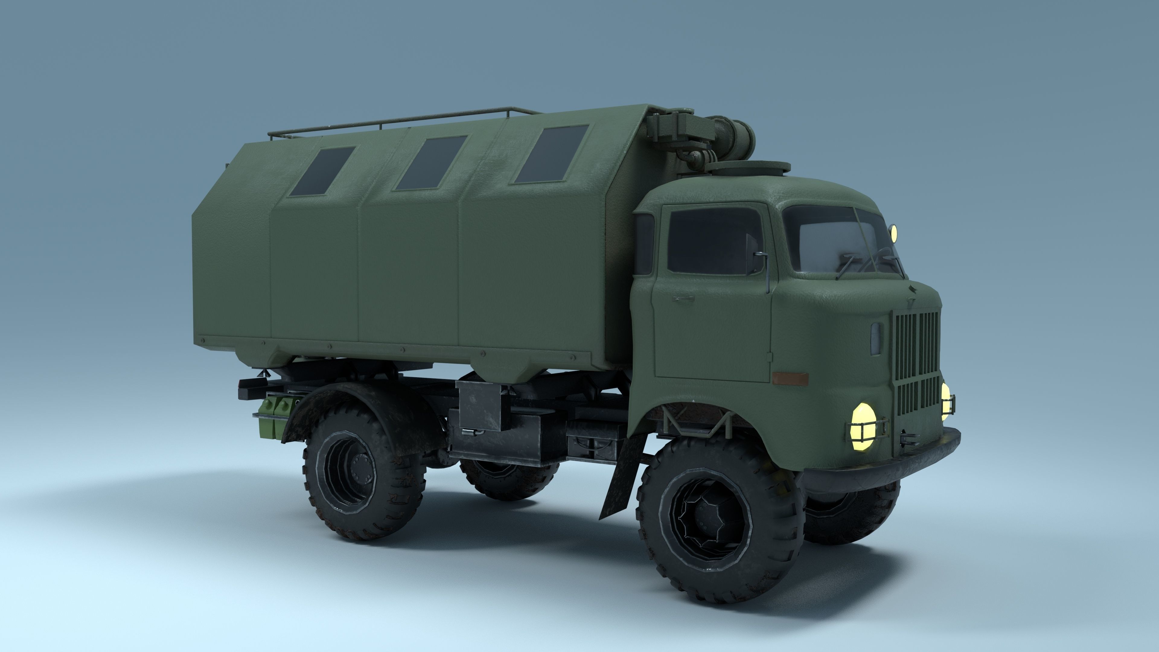 Military Truck IFA W 50 Low-poly 3D model_2