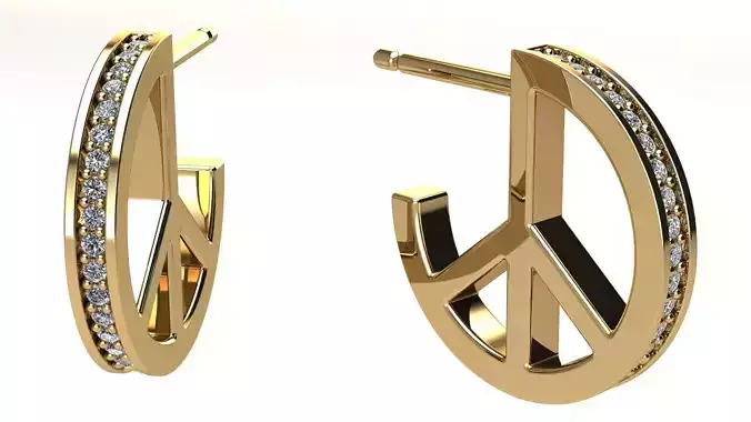 Peace and Love Earring with Diamonds