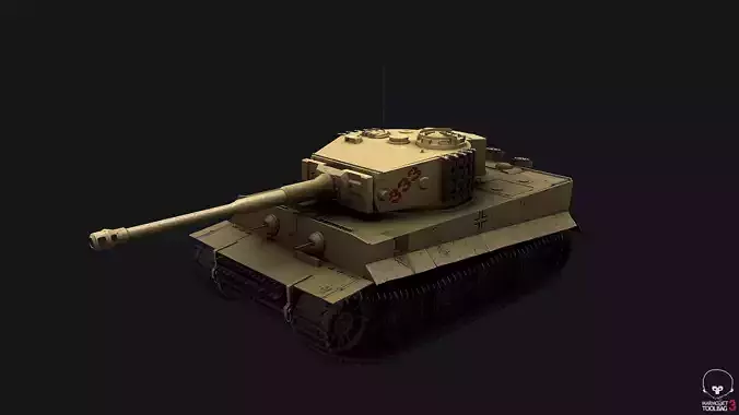 WW2 Tiger I German Tank Desert PBR 3D model