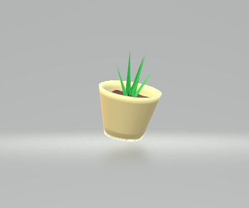 Pot and Plant Low-poly 3D model_1