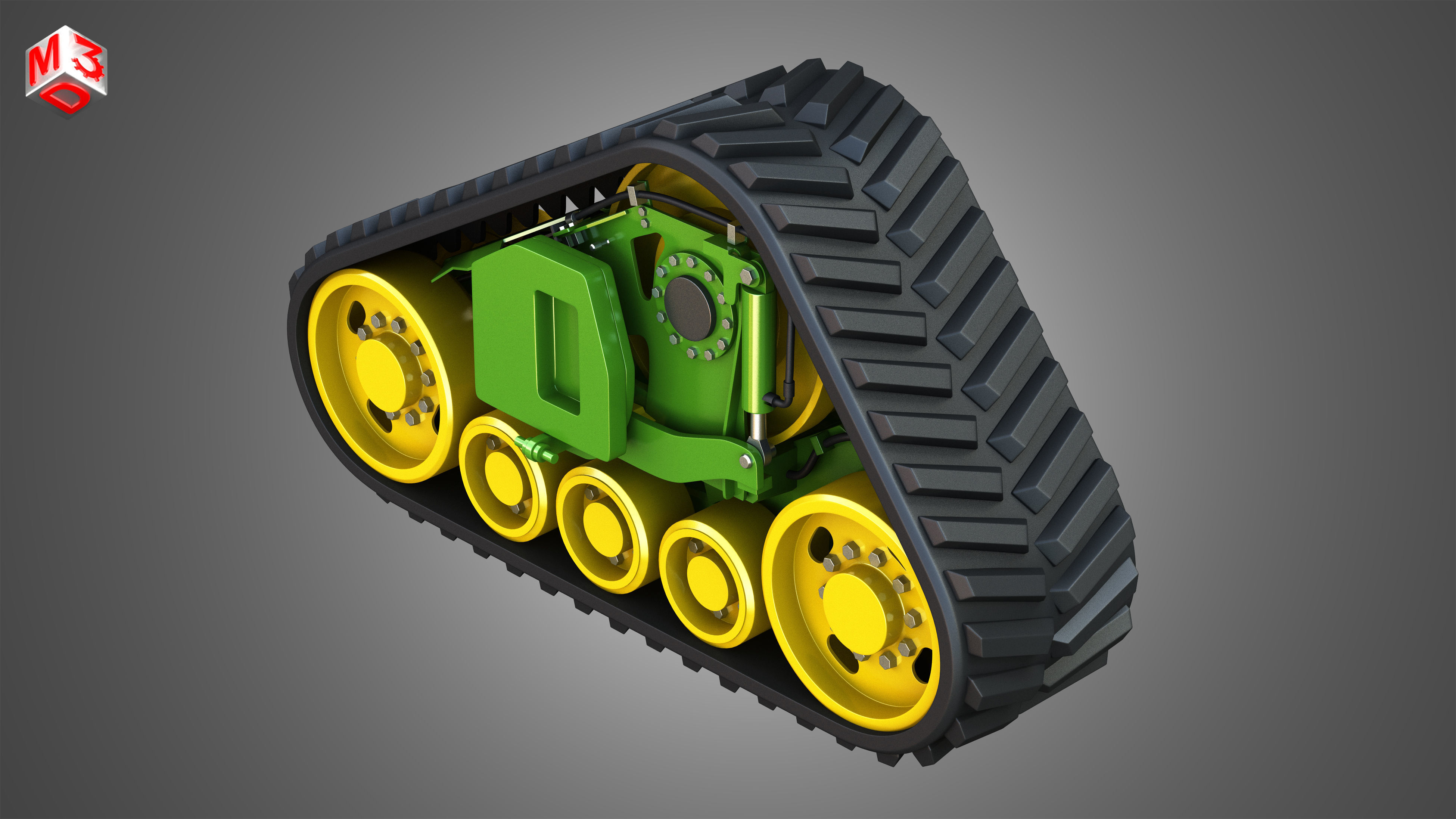Rubber Track System - Combine Harvester - Crawler Tractor  3D model_7