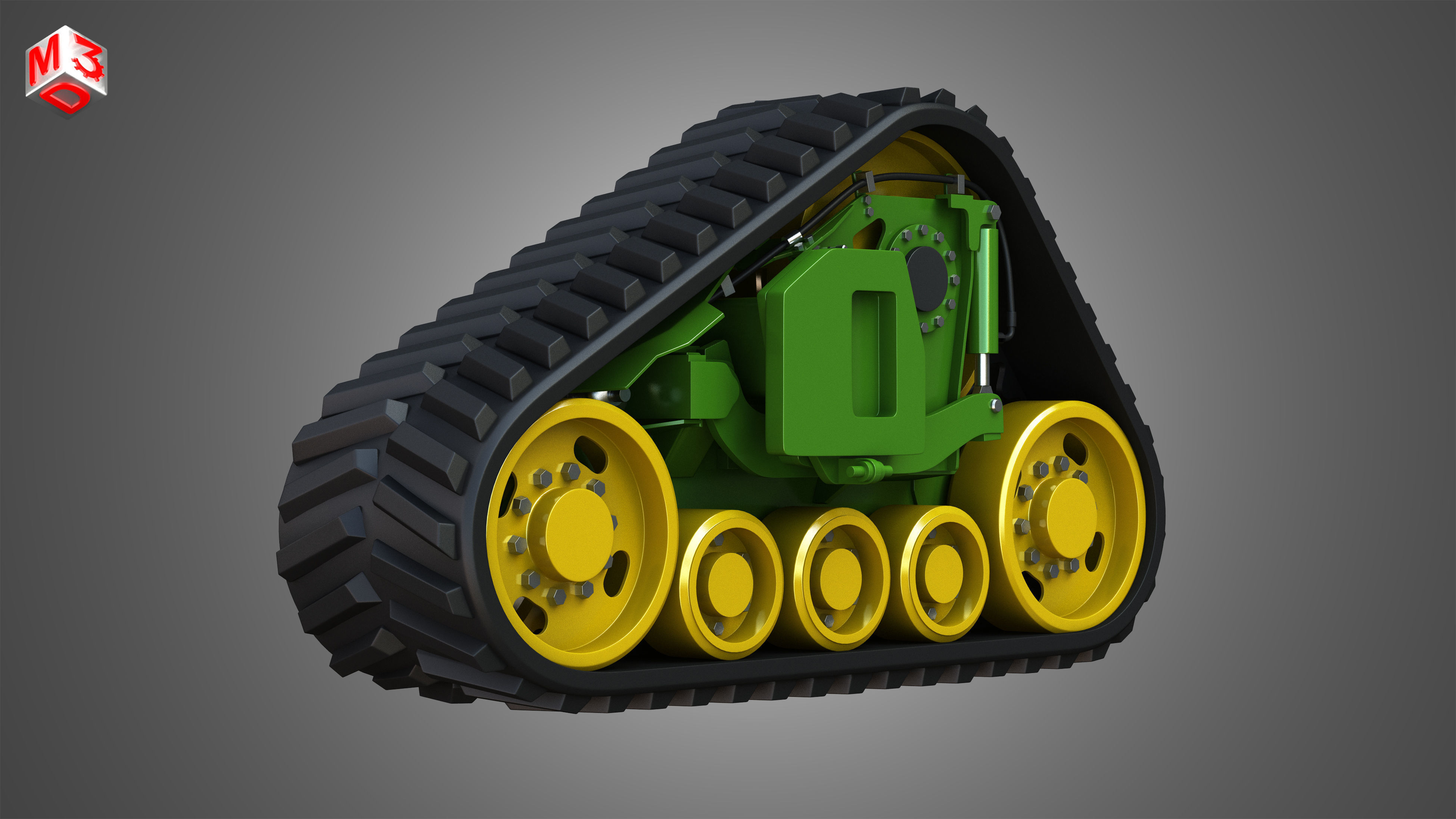 Rubber Track System - Combine Harvester - Crawler Tractor  3D model_1
