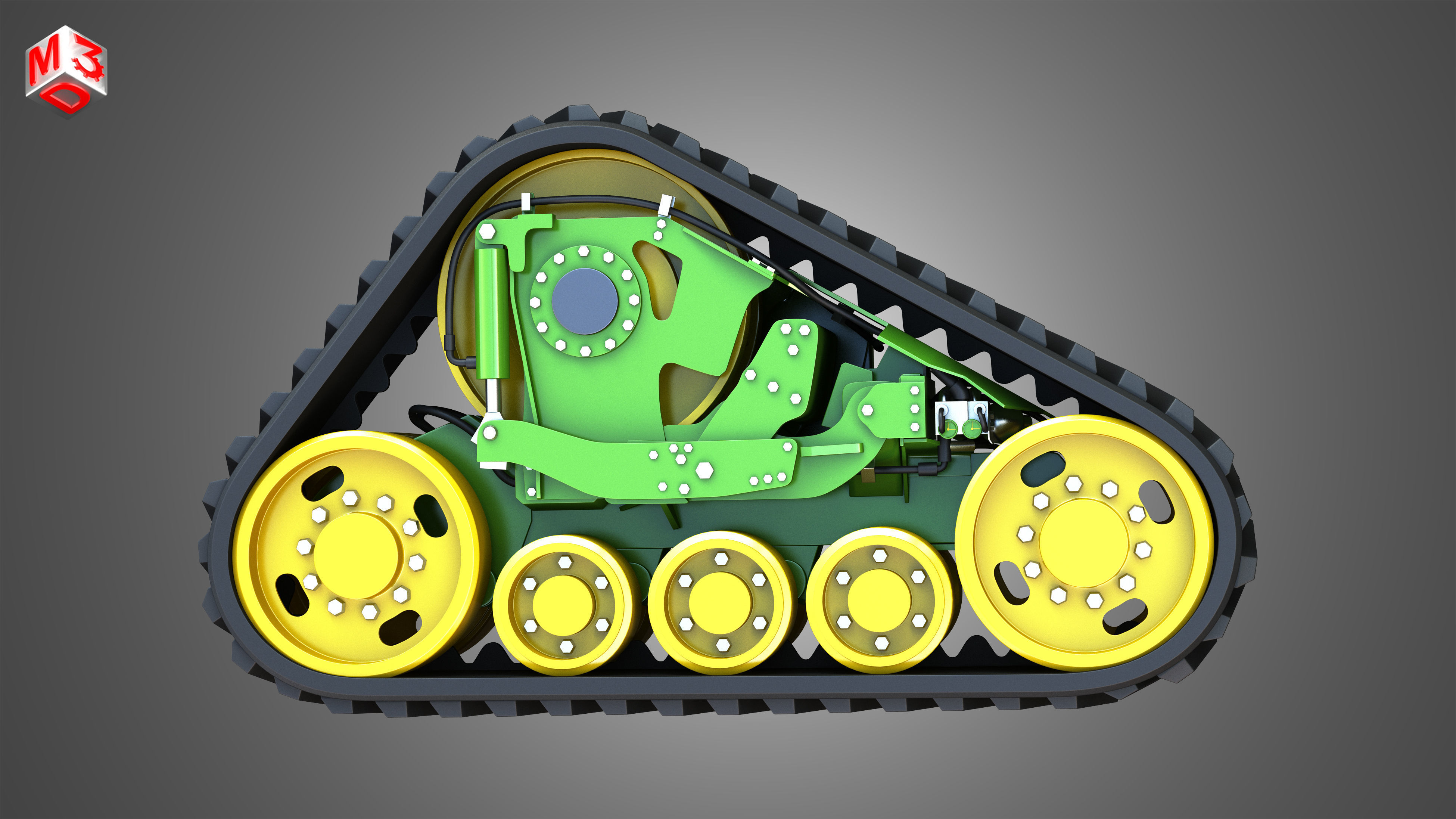 Rubber Track System - Combine Harvester - Crawler Tractor  3D model_4