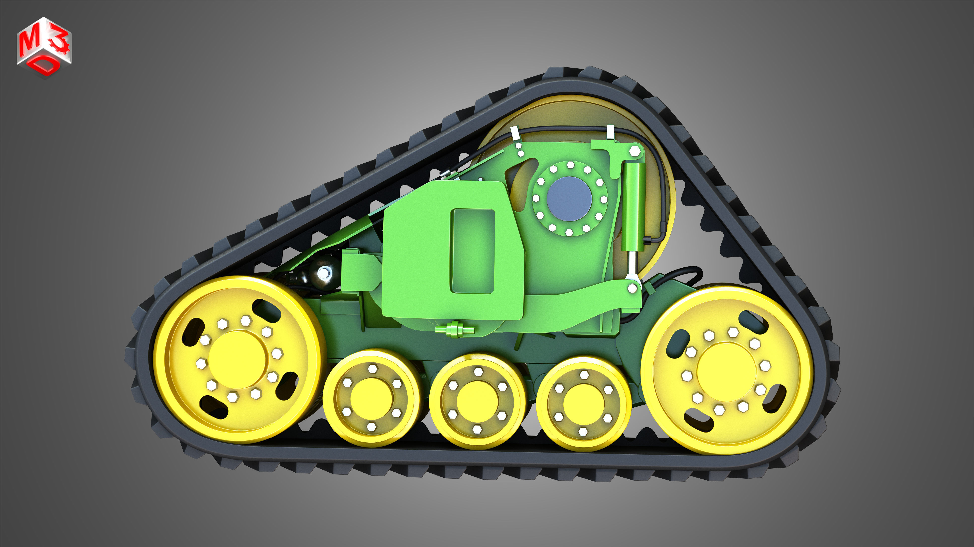 Rubber Track System - Combine Harvester - Crawler Tractor  3D model_3