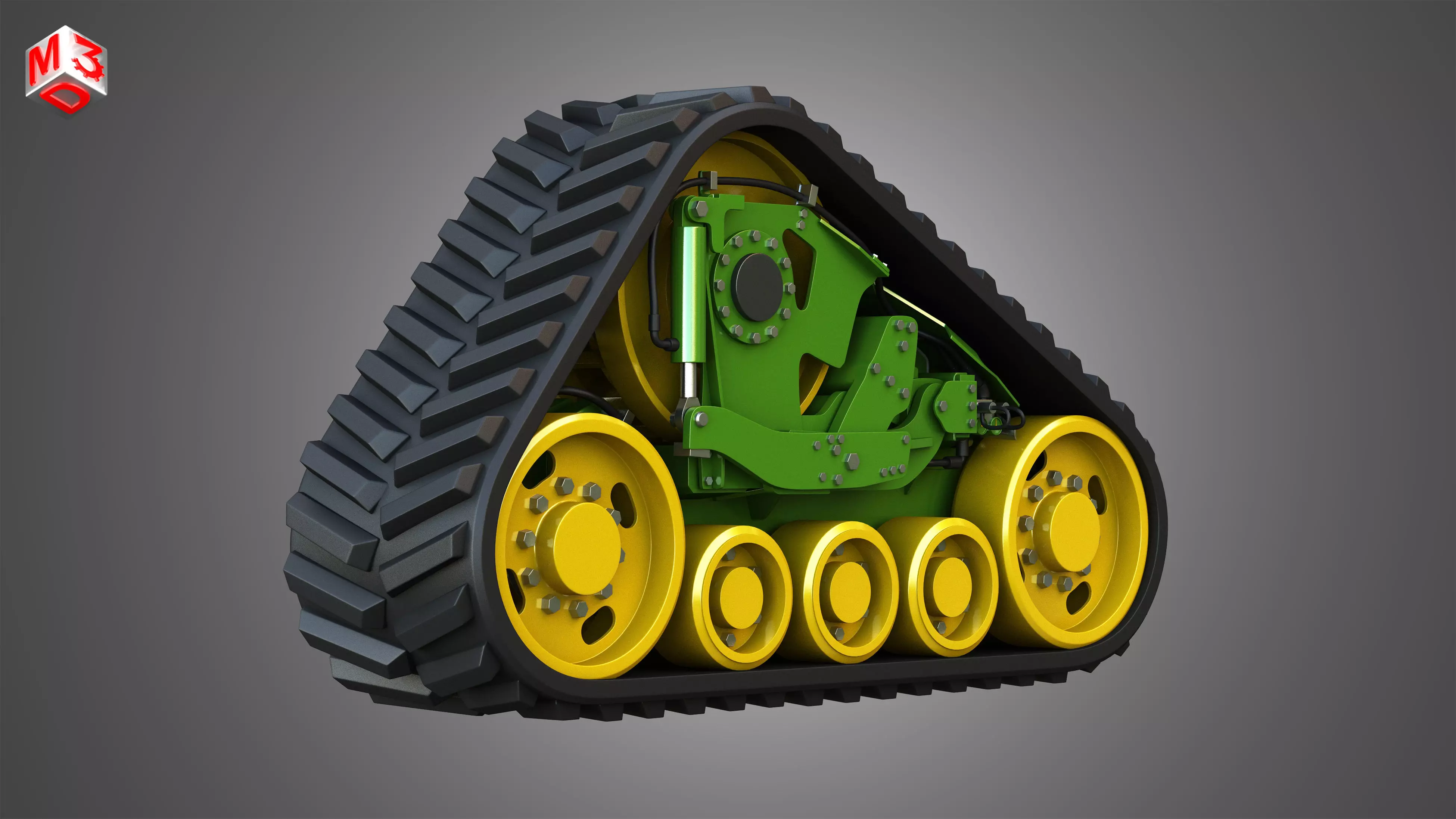Rubber Track System - Combine Harvester - Crawler Tractor  3D model_0