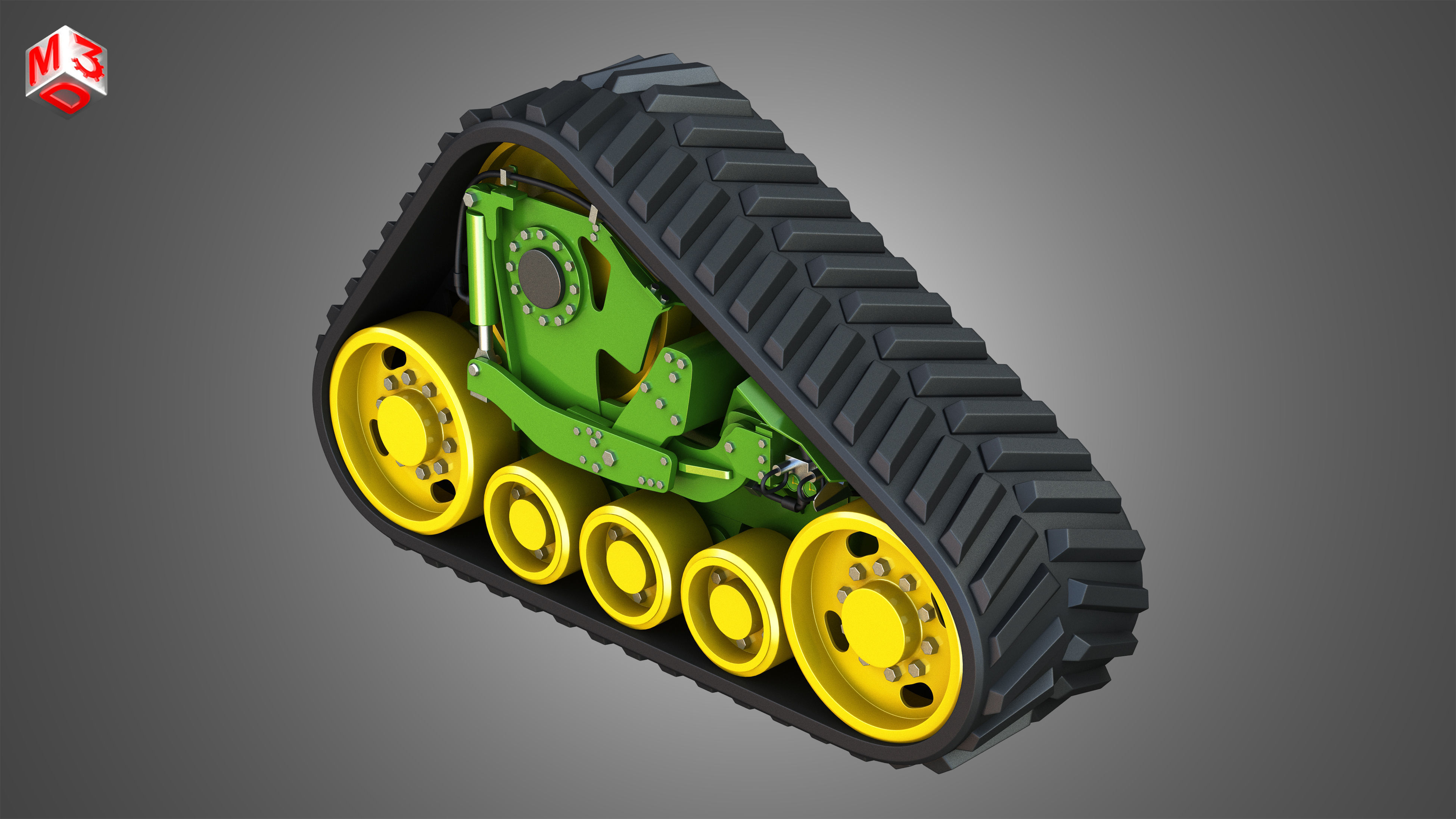 Rubber Track System - Combine Harvester - Crawler Tractor  3D model_8