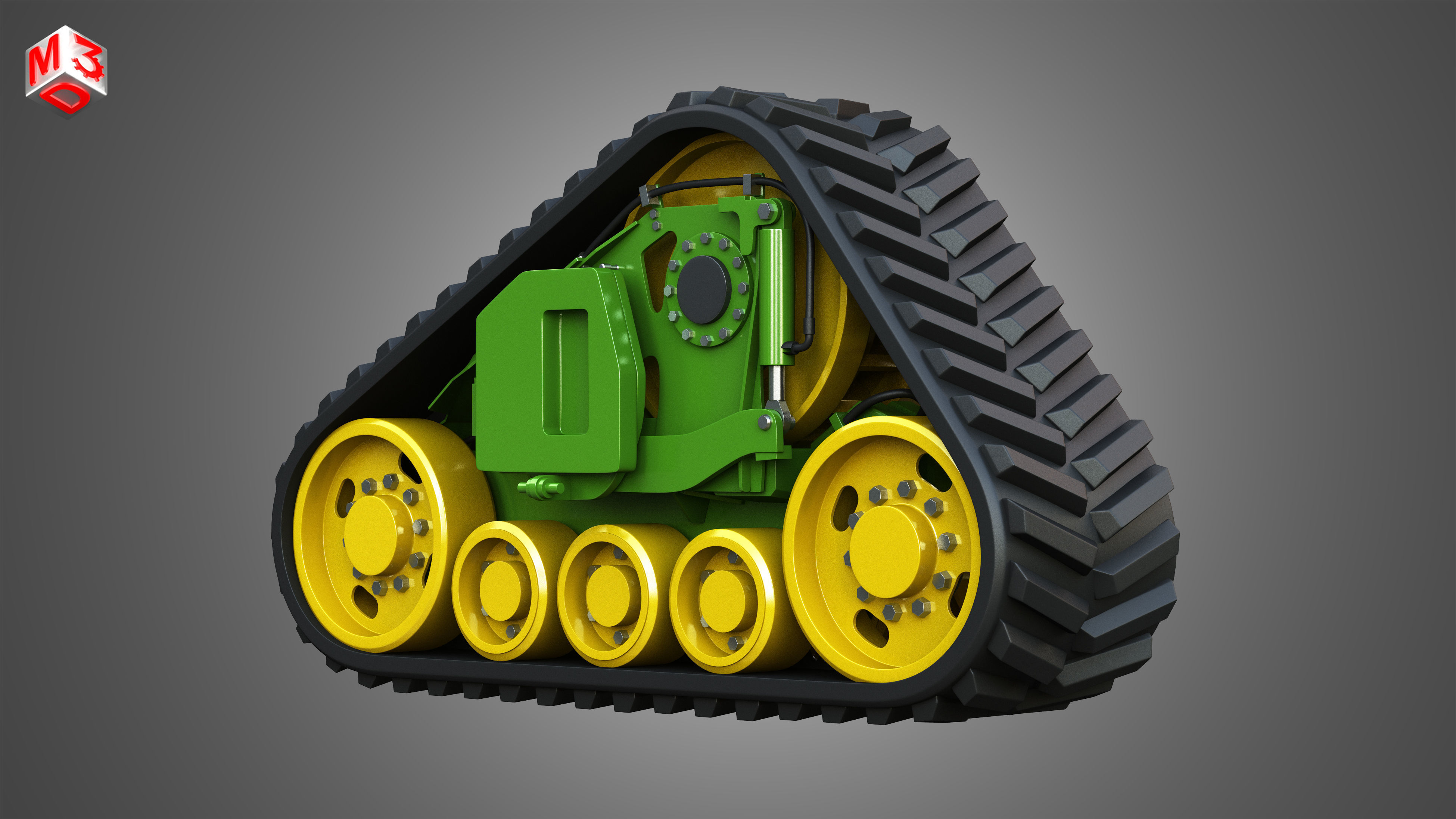 Rubber Track System - Combine Harvester - Crawler Tractor  3D model_2