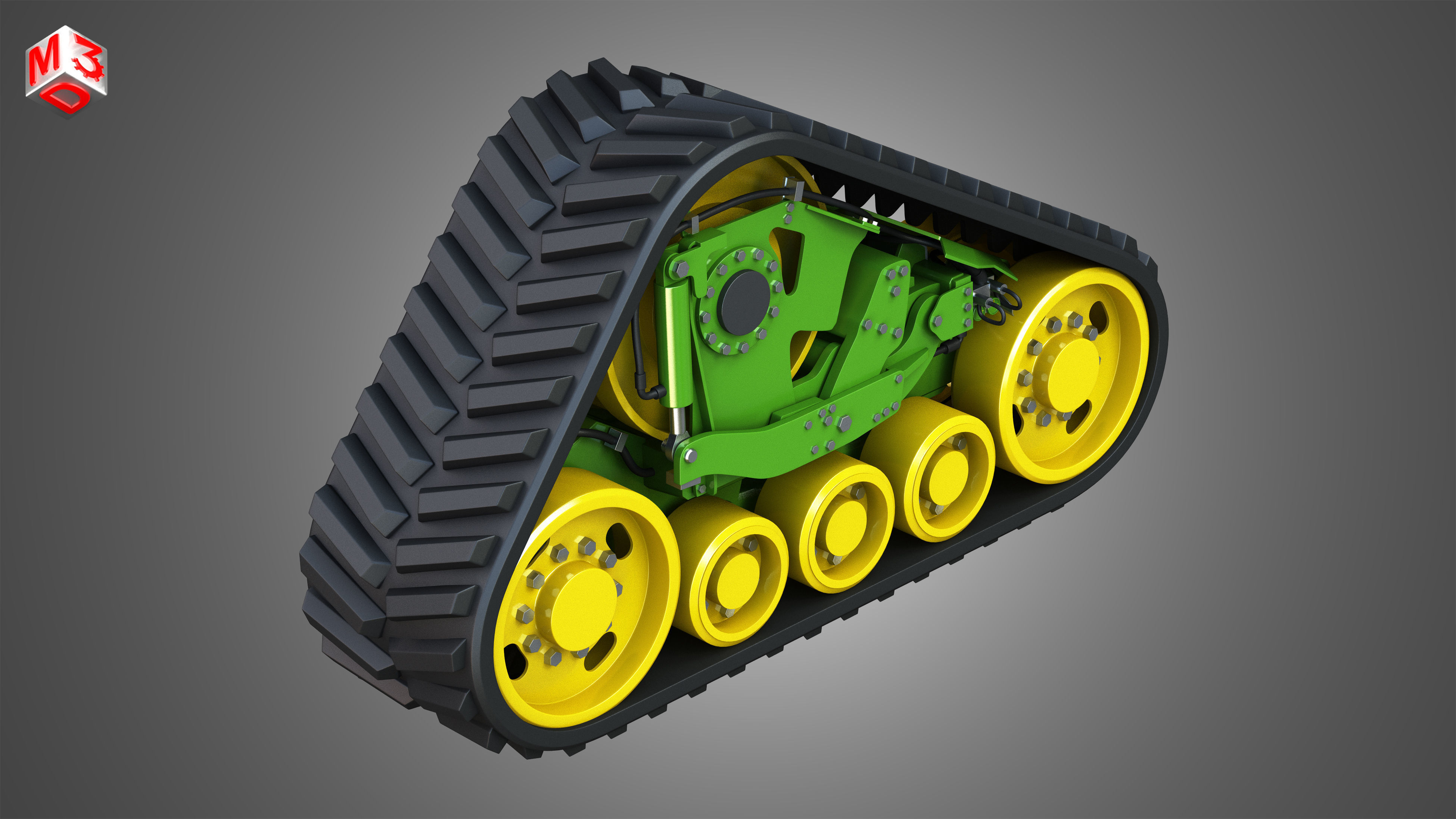 Rubber Track System - Combine Harvester - Crawler Tractor  3D model_5