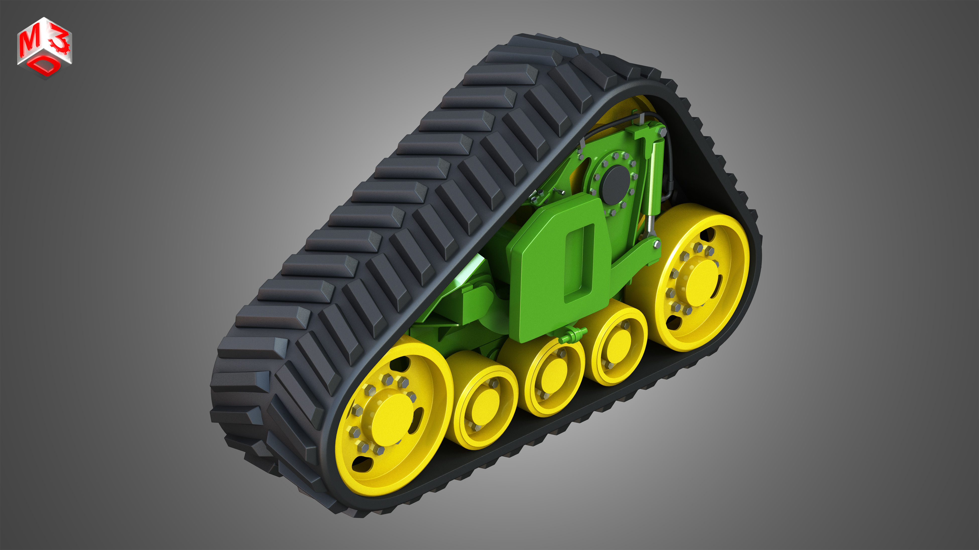 Rubber Track System - Combine Harvester - Crawler Tractor  3D model_6