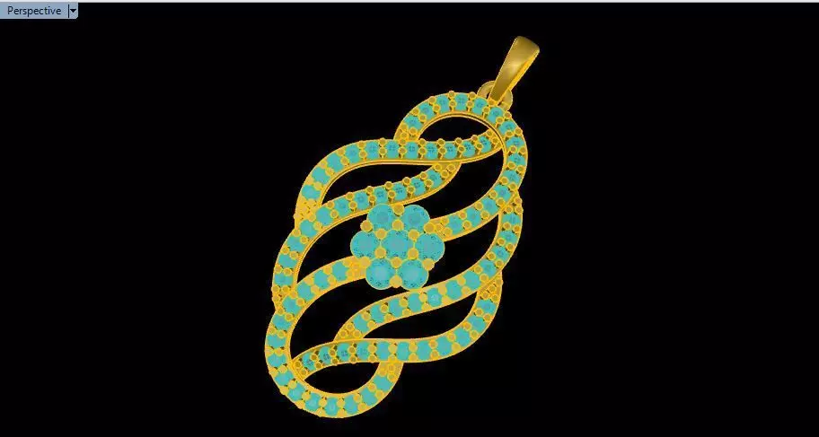 PENDANT gold with turquoise stones Free 3D print model