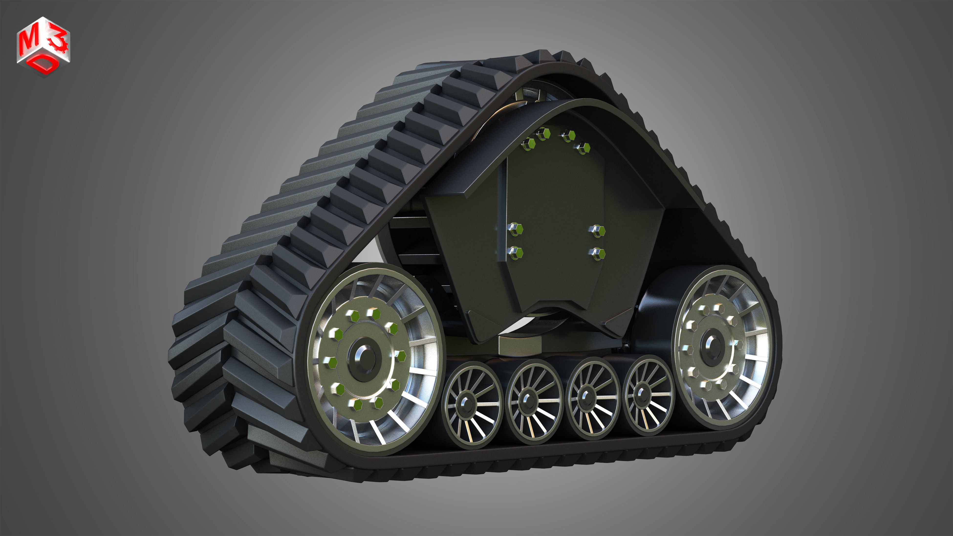 Rubber Track System 2 - Combine Harvester - Crawler Tractor  3D model_1