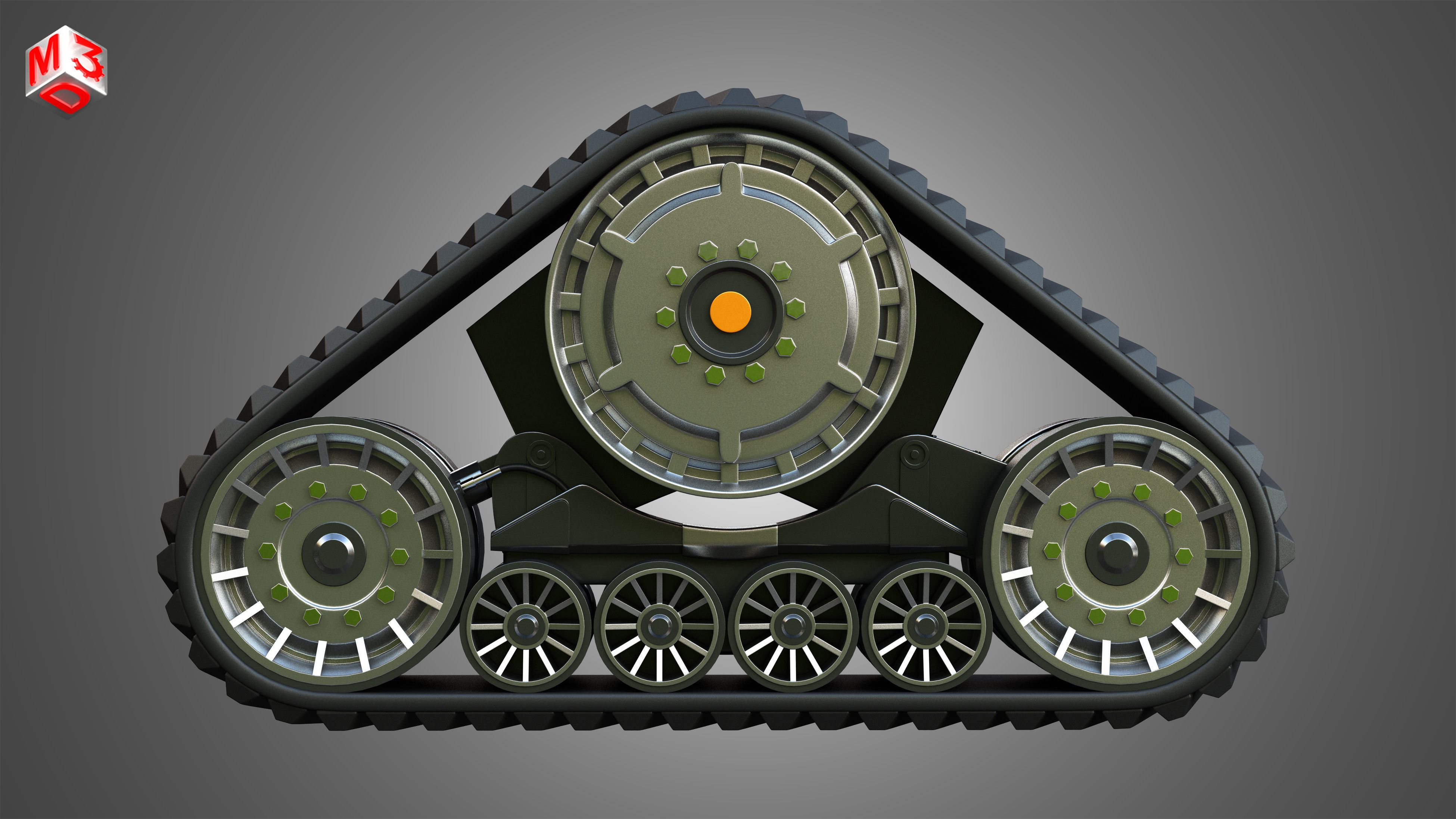 Rubber Track System 2 - Combine Harvester - Crawler Tractor  3D model_4