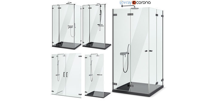 Cabin showers Radaway  Arta black set 104 3D model