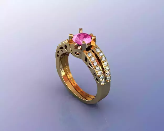 Ring gold with stone 3D print model