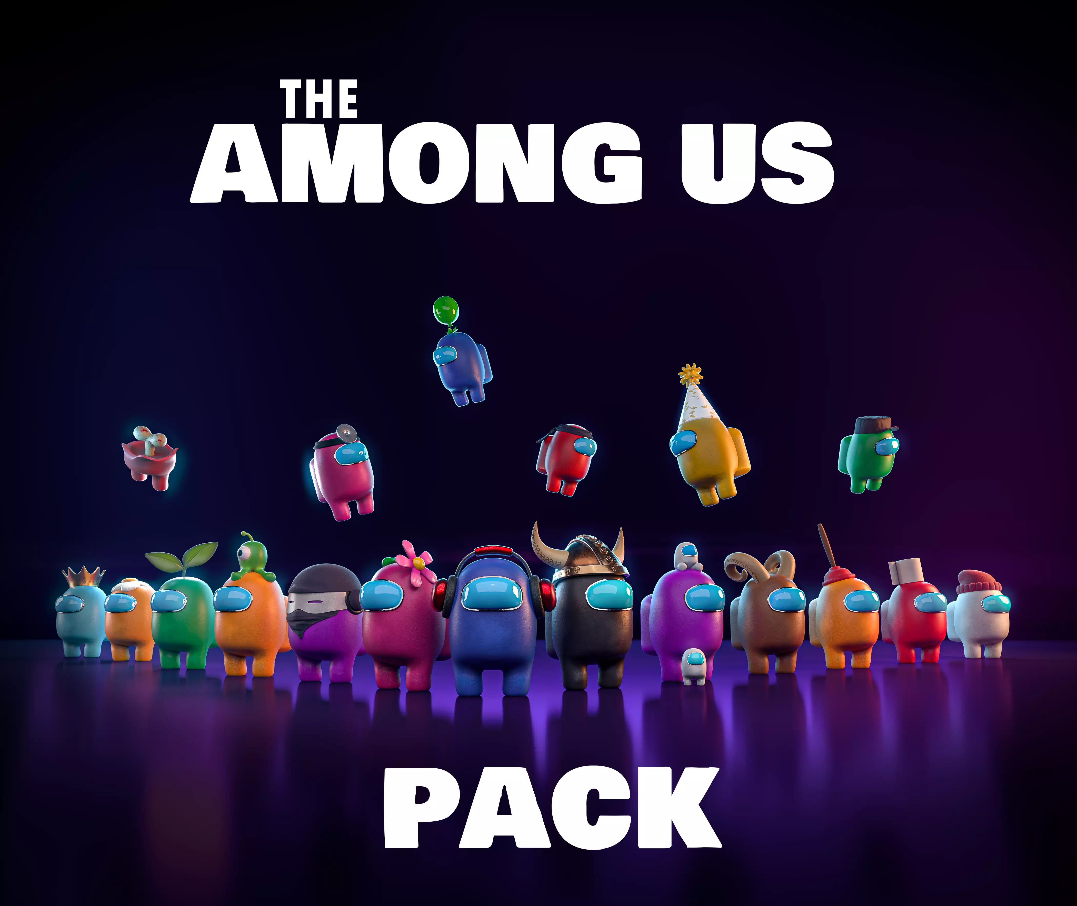 Among Us 3D pack -PBR Low-poly 3D model_0