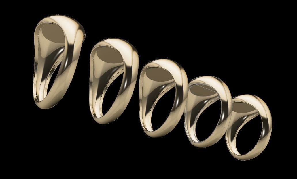 Round Signet Ring Mix Size 3D print model_2