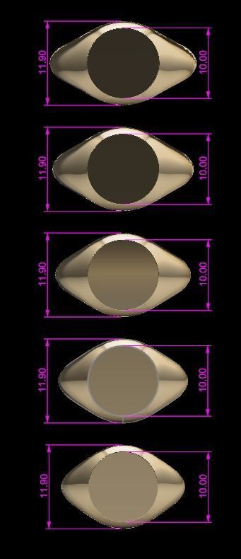 Round Signet Ring Mix Size 3D print model_5