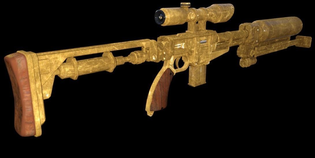 Scifi Gun Low-poly 3D model_0