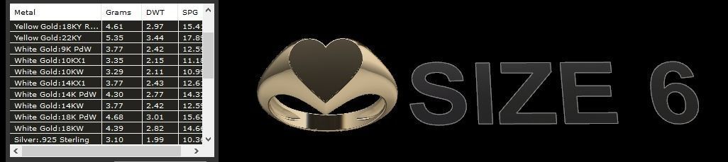 Dainty Heart Signet Ring Mix Size 3D print model_9