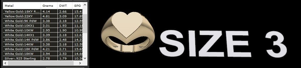 Dainty Heart Signet Ring Mix Size 3D print model_6
