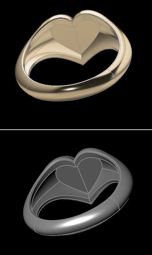 Dainty Heart Signet Ring Mix Size 3D print model_12
