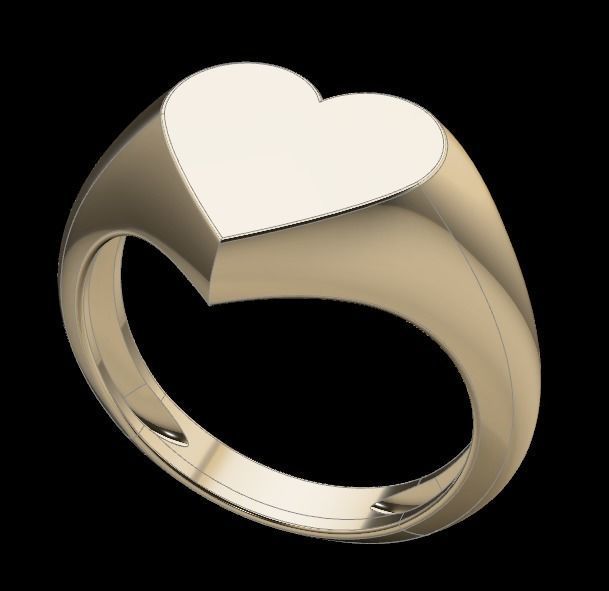 Dainty Heart Signet Ring Mix Size 3D print model_1