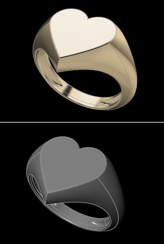 Dainty Heart Signet Ring Mix Size 3D print model_11