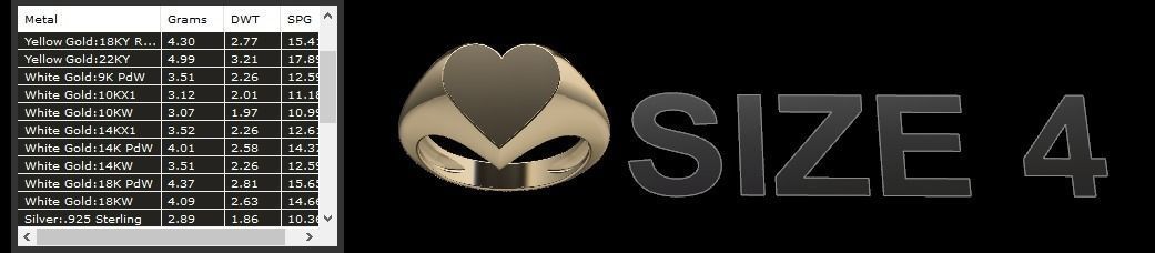 Dainty Heart Signet Ring Mix Size 3D print model_7