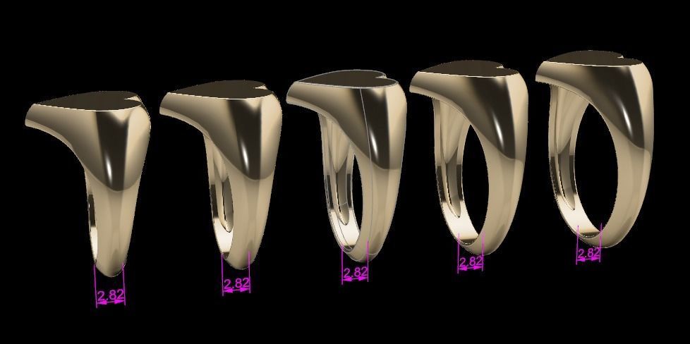 Dainty Heart Signet Ring Mix Size 3D print model_5