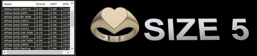 Dainty Heart Signet Ring Mix Size 3D print model_8