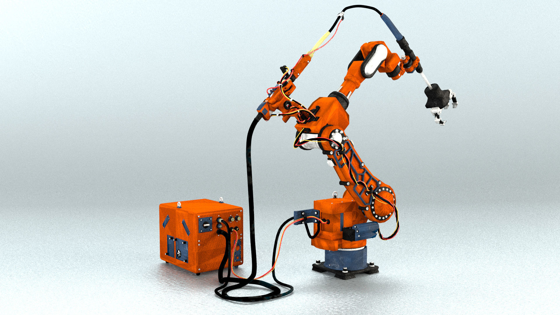 Industrial Robot arm Game asset Low-poly 3D model_4