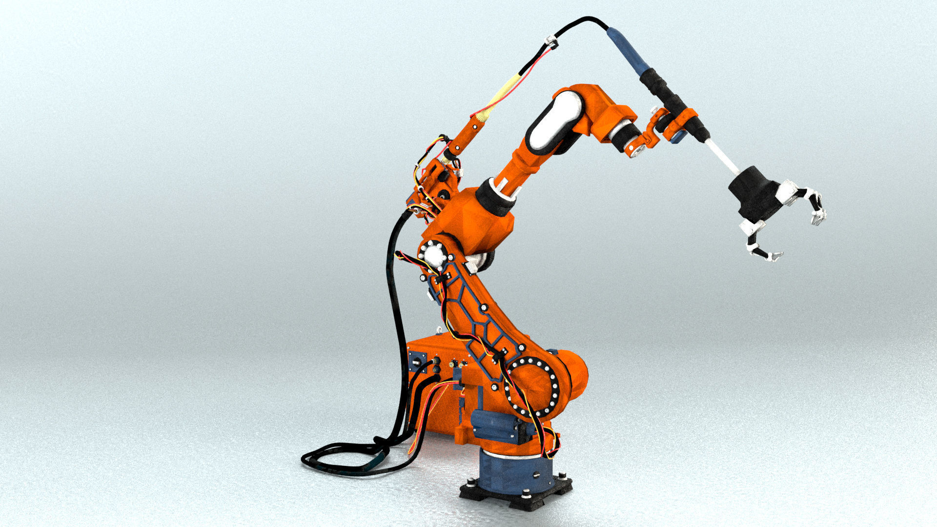 Industrial Robot arm Game asset Low-poly 3D model_9