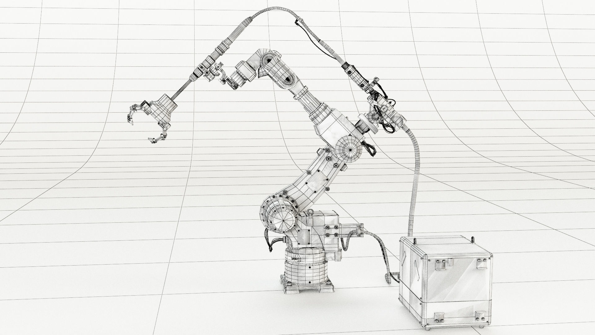 Industrial Robot arm Game asset Low-poly 3D model_6