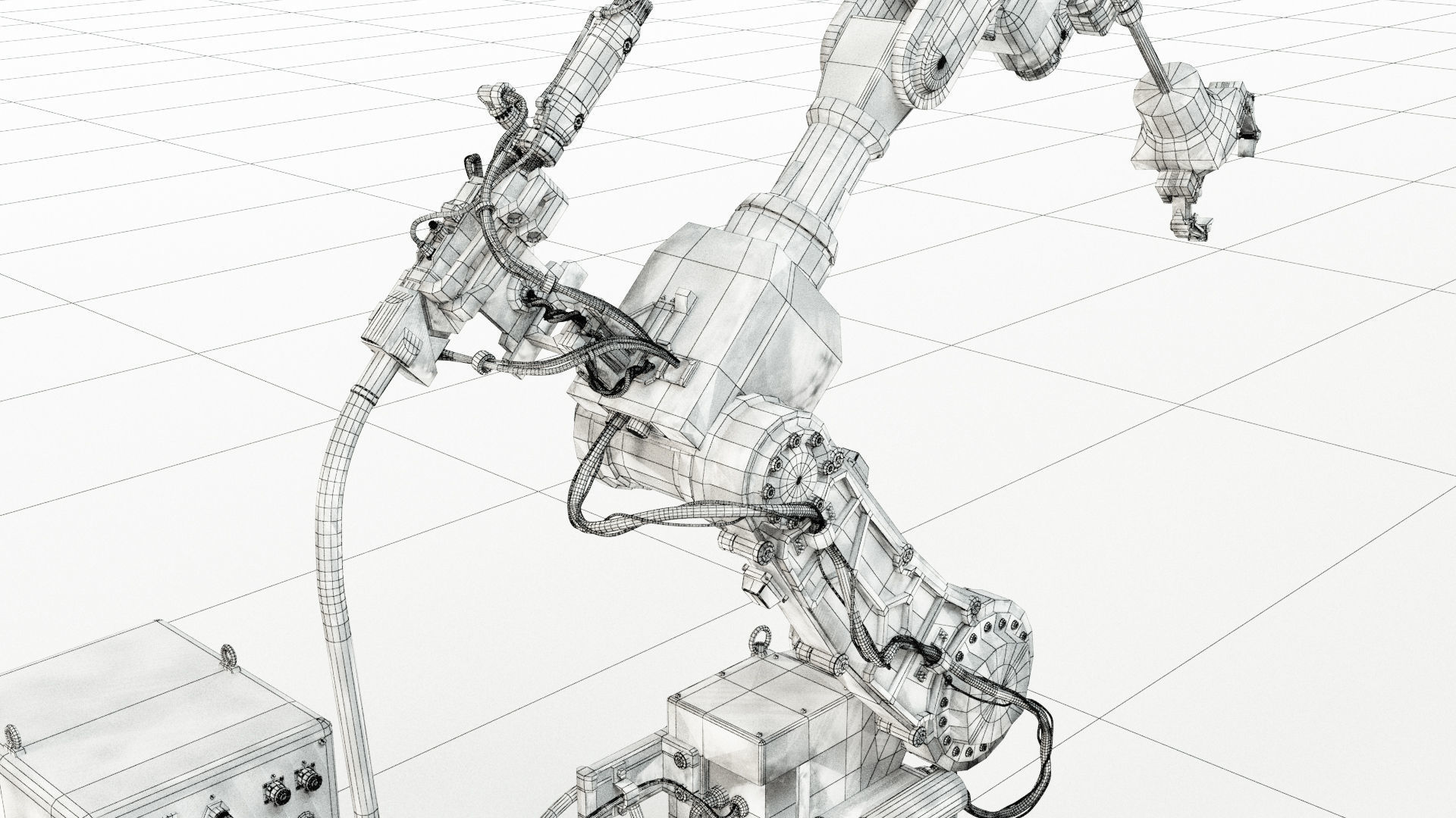 Industrial Robot arm Game asset Low-poly 3D model_1