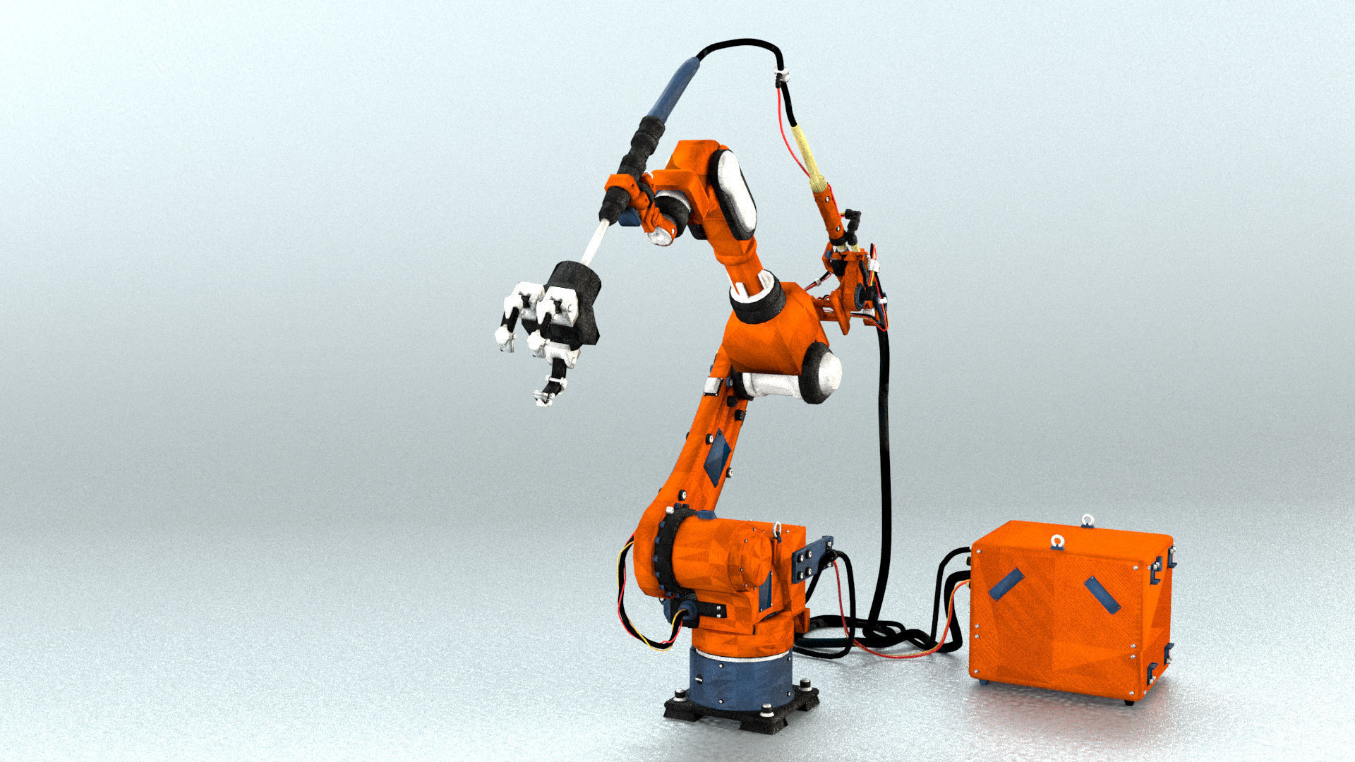 Industrial Robot arm Game asset Low-poly 3D model_7