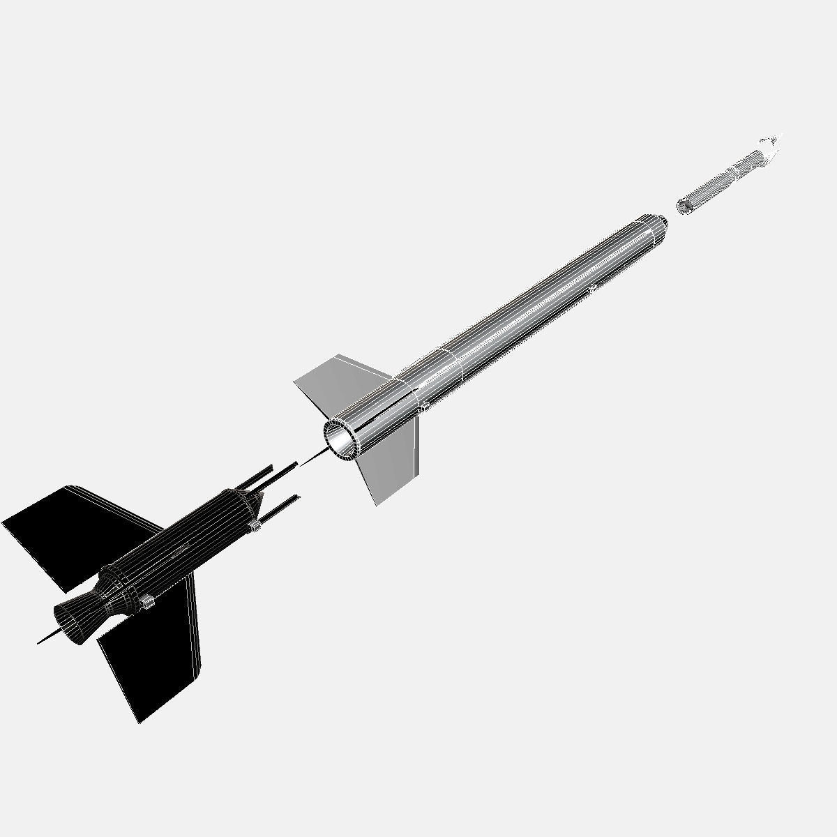Aerobee 300A Rocket 3D model_12