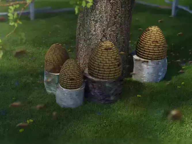 Traditional honey bee skep hive