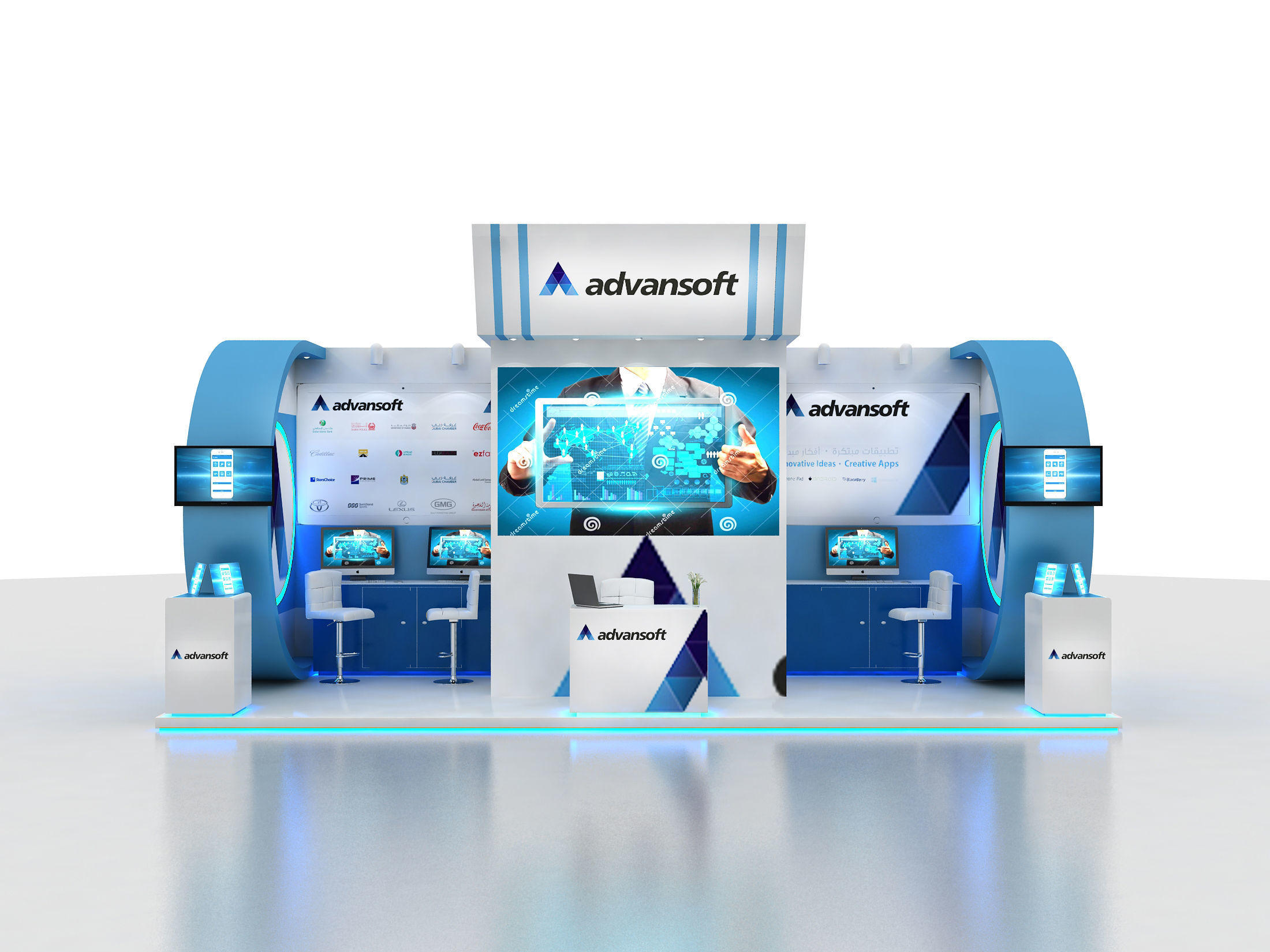 Exhibition booth design 3D model_1
