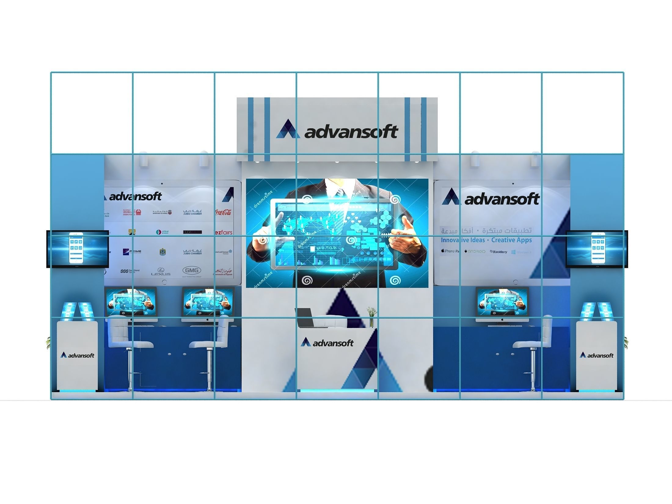 Exhibition booth design 3D model_8