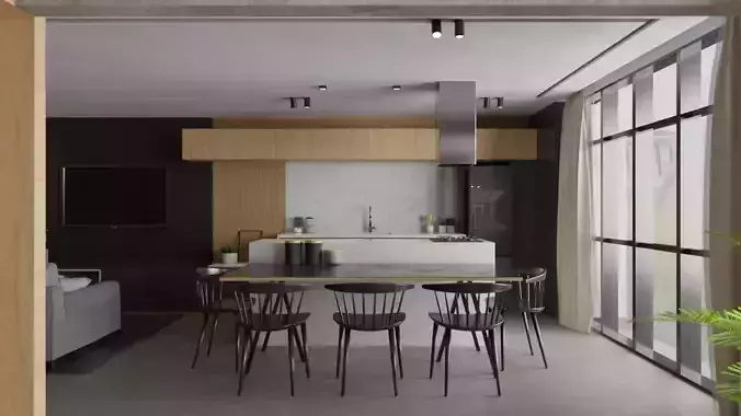 Photo Realistic Interior Scene Low-poly 3D model