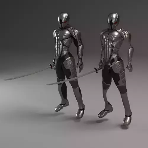 robot pair of armored men Low-poly 3D model