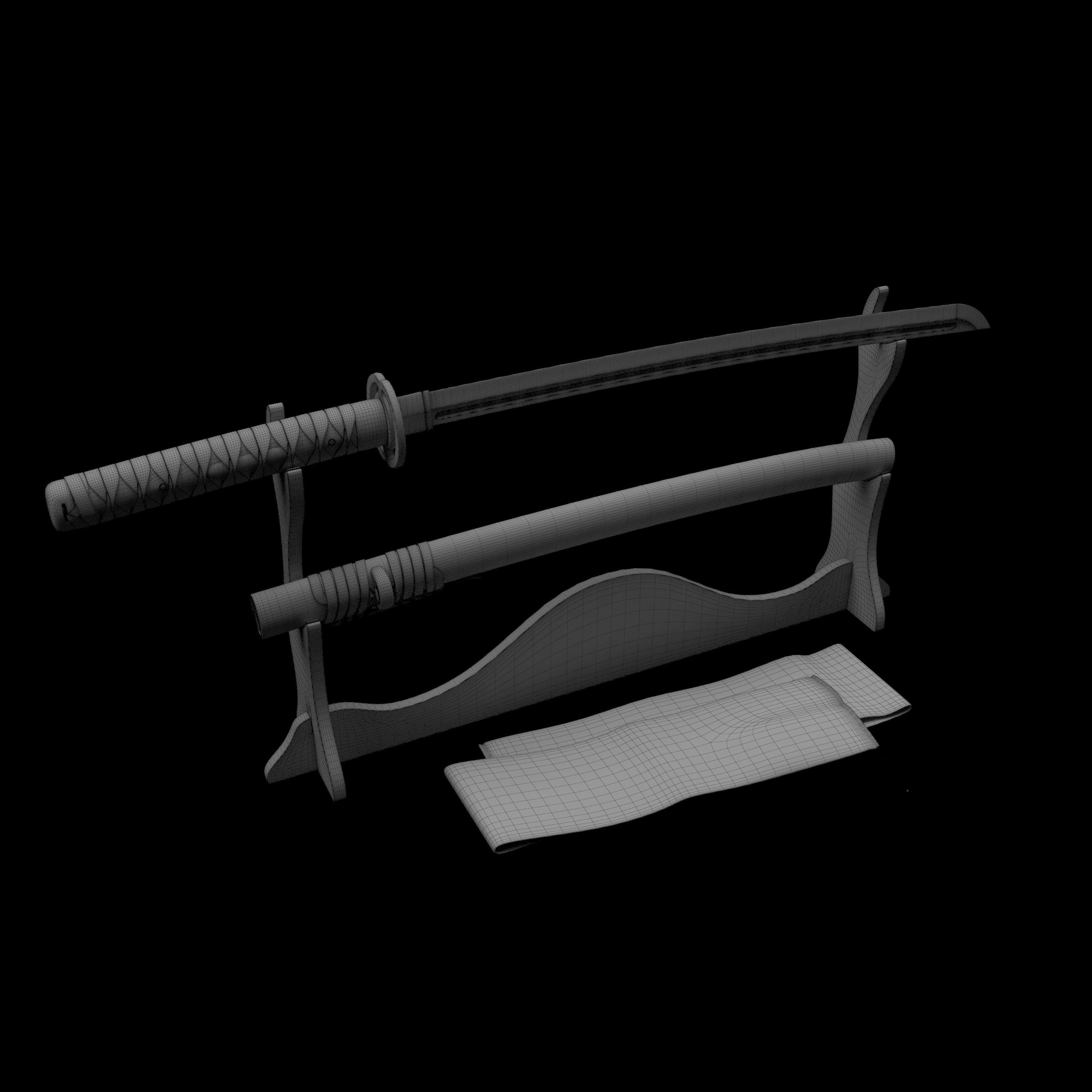 Katana sword 3D model_1